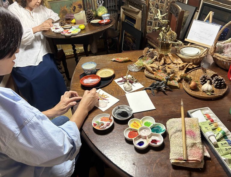 『日本画絵手紙体験と作品展示』