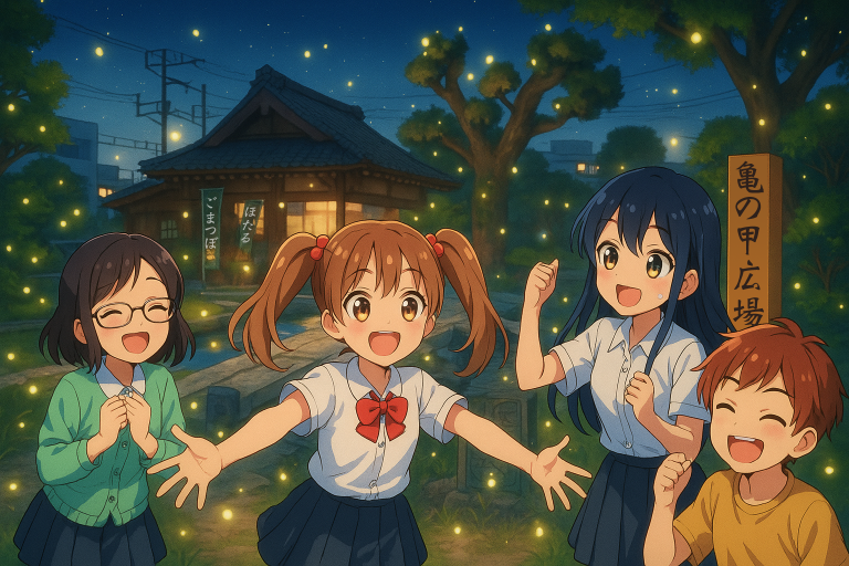 『君の歌声が亀川を照らす。響け、ホタルのハーモニー！』